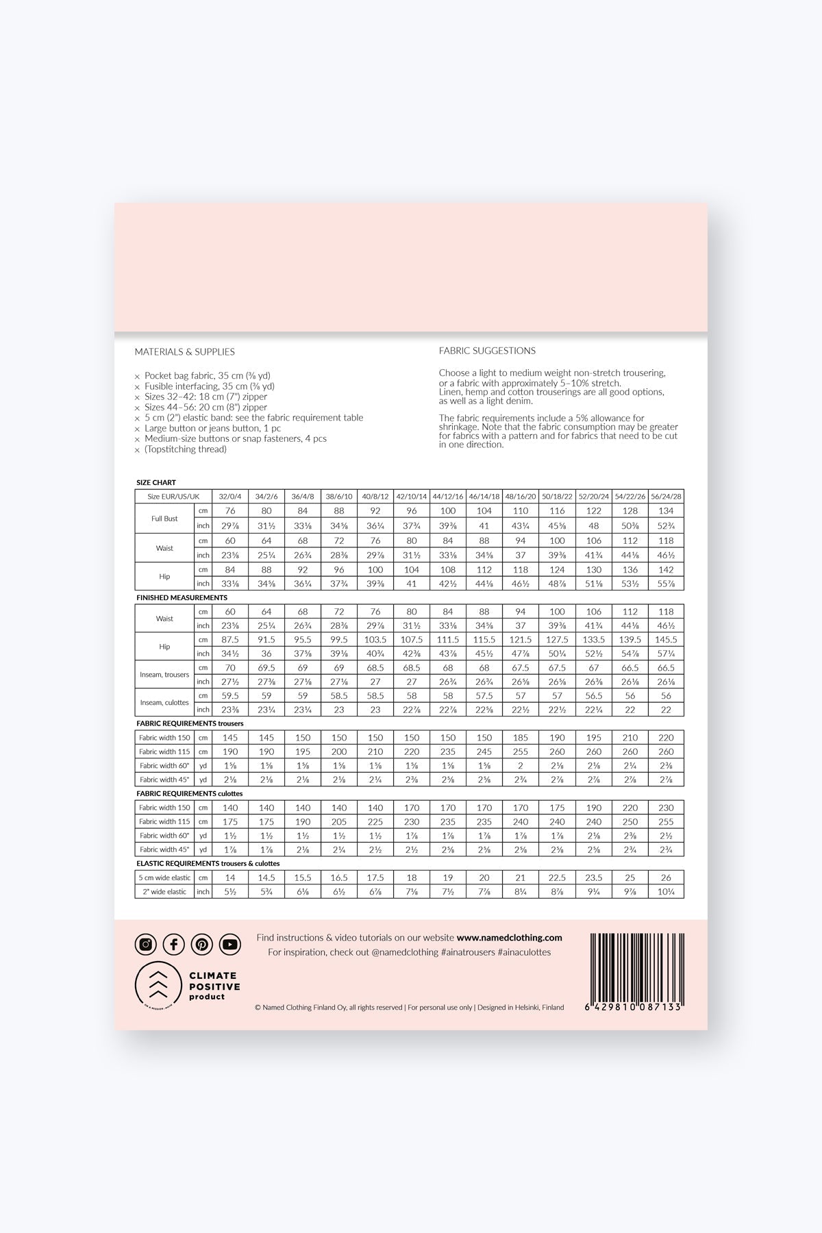 PDF Named Clothing Pattern- Aina Trousers & Culottes