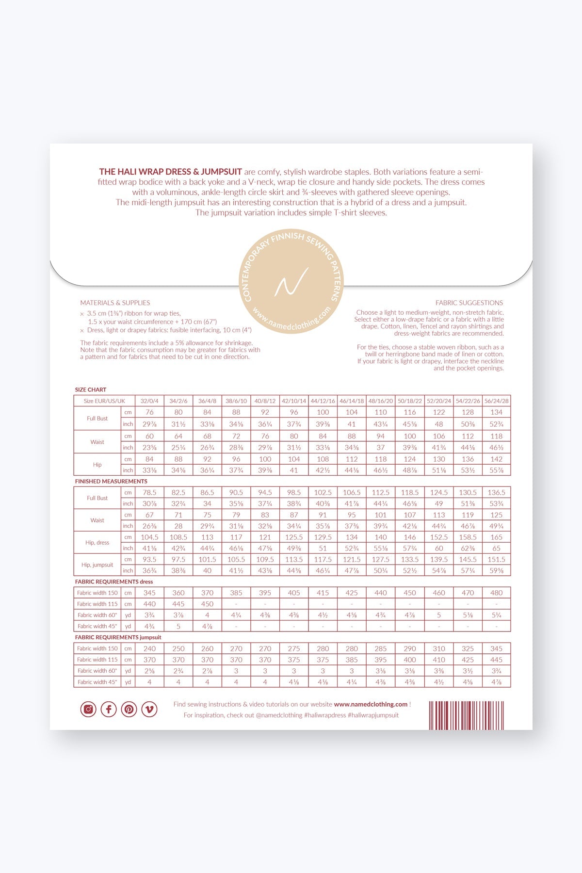 PDF Named Clothing Pattern- Hali Wrap Dress & Jumpsuit