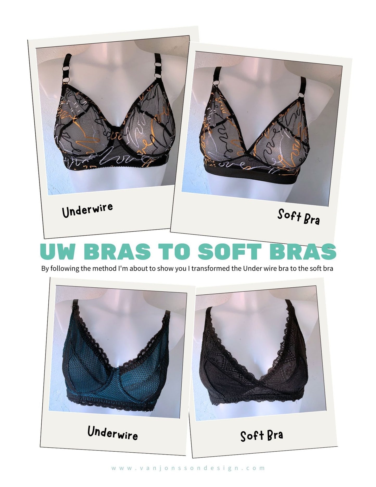 EBook: Van Jonsson Design- How to change an Underwire bra pattern into a soft bra pattern
