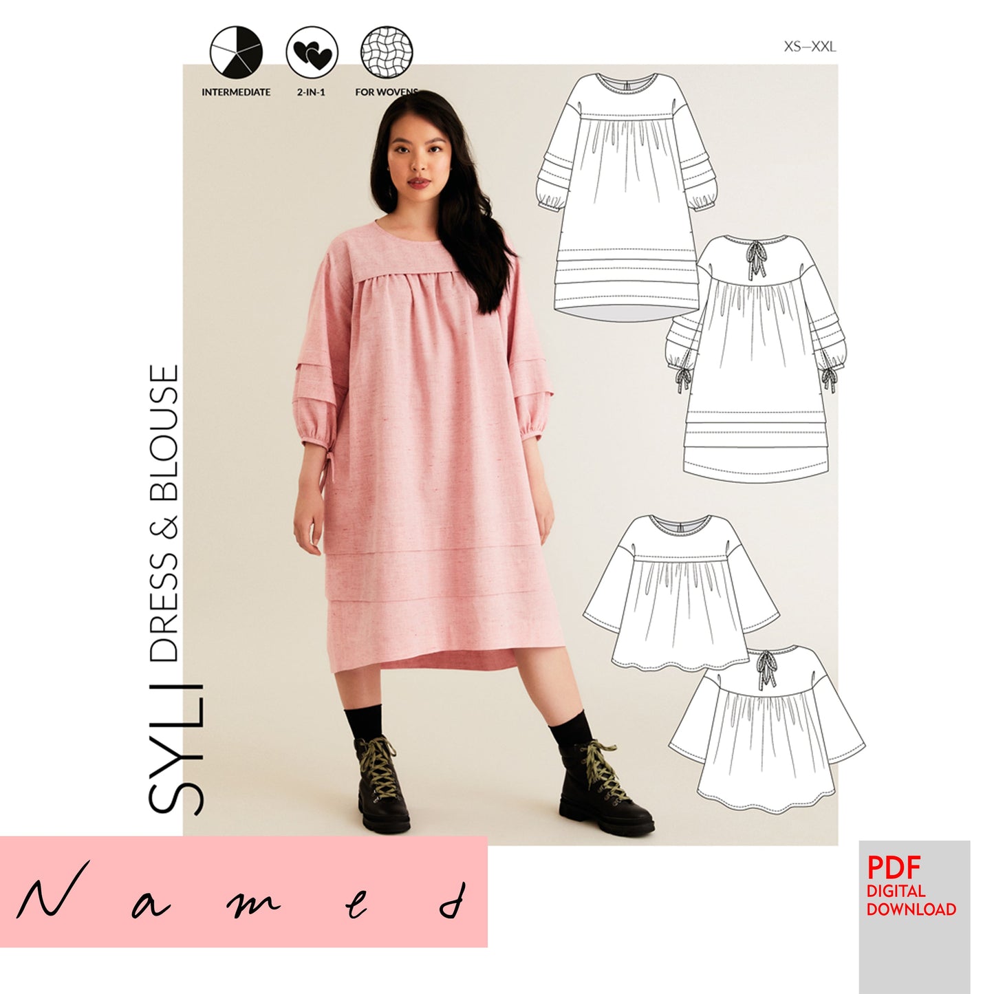 PDF Named Clothing Pattern- Syli Dress & Blouse