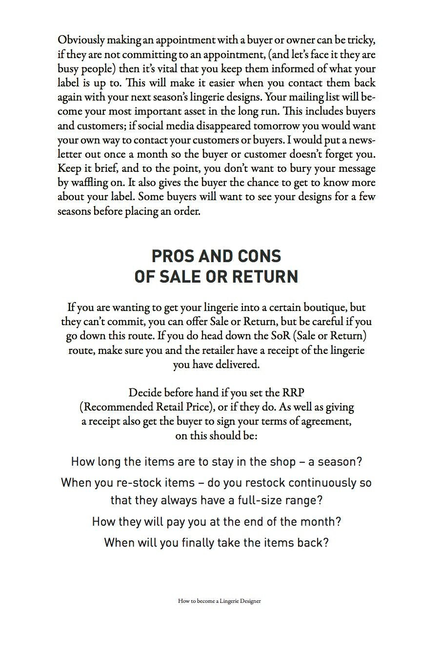 EBook: Van Jonsson Design- HOW TO BE A LINGERIE DESIGNER (and how to actually make and sell your product)