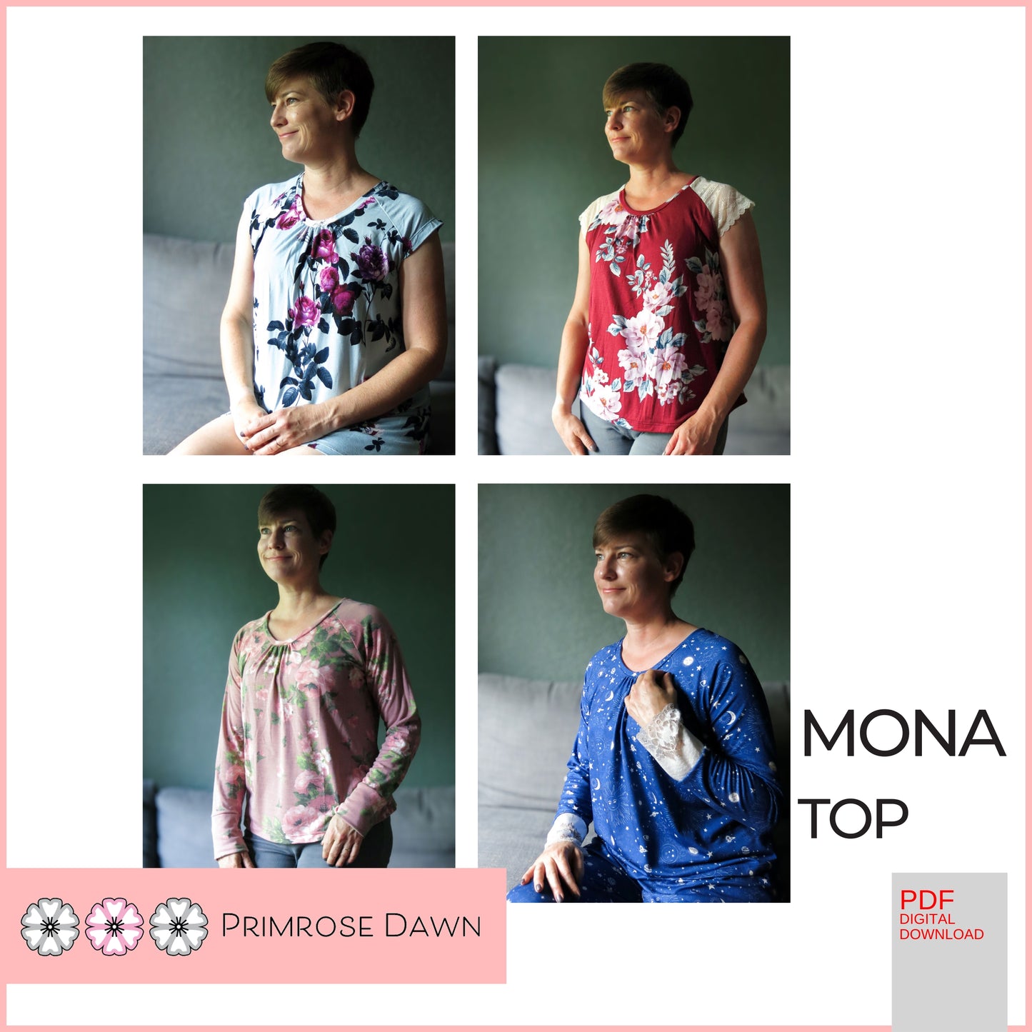 PDF Primrose Dawn Sewing Pattern- Mona Top
