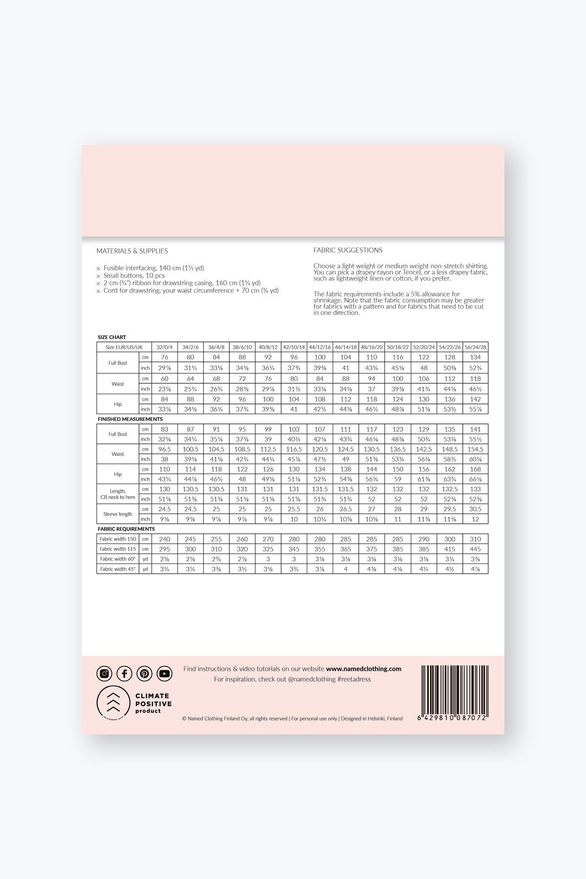 PDF Named Clothing Pattern- Reeta Shirt Dress