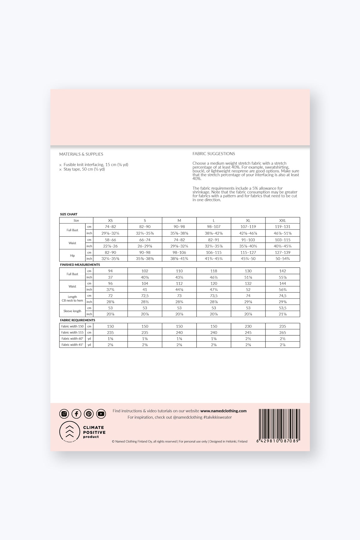 PDF Named Clothing Pattern- Talvikki Sweater