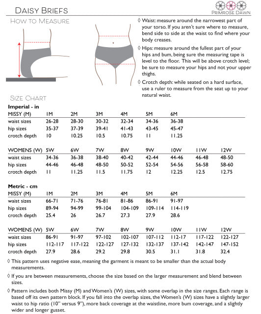 PDF Primrose Dawn Sewing Pattern- Daisy Briefs