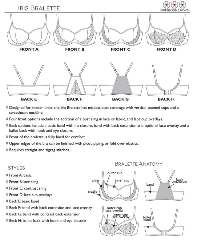PDF Primrose Dawn Sewing Pattern- Iris Bralette