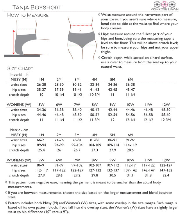 PDF Primrose Dawn Sewing Pattern- Tanja Boyshort