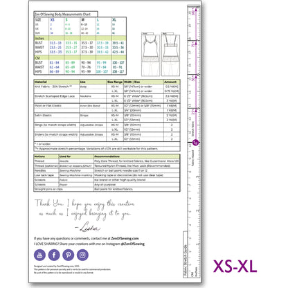 PDF "Charlotte" Cami Sewing Pattern, Sizes XS-XL and 1X-4X
