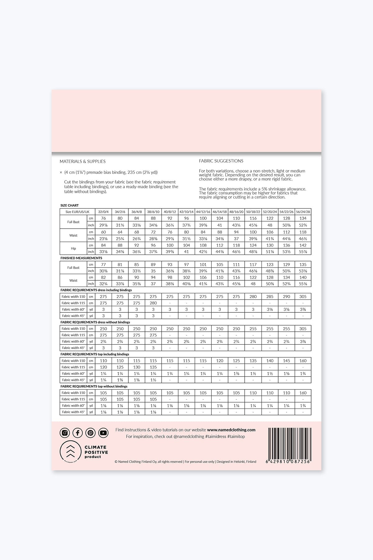 PDF Named Clothing Pattern- Taimi Dress & Top
